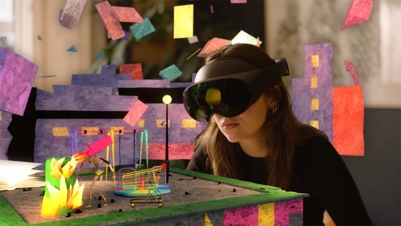 Woman experiences Impulse through VR goggles.